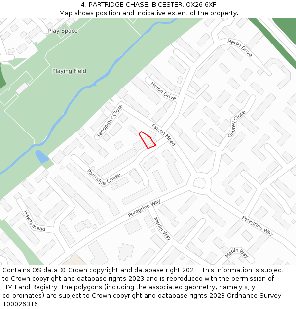4, PARTRIDGE CHASE, BICESTER, OX26 6XF: Location map and indicative extent of plot