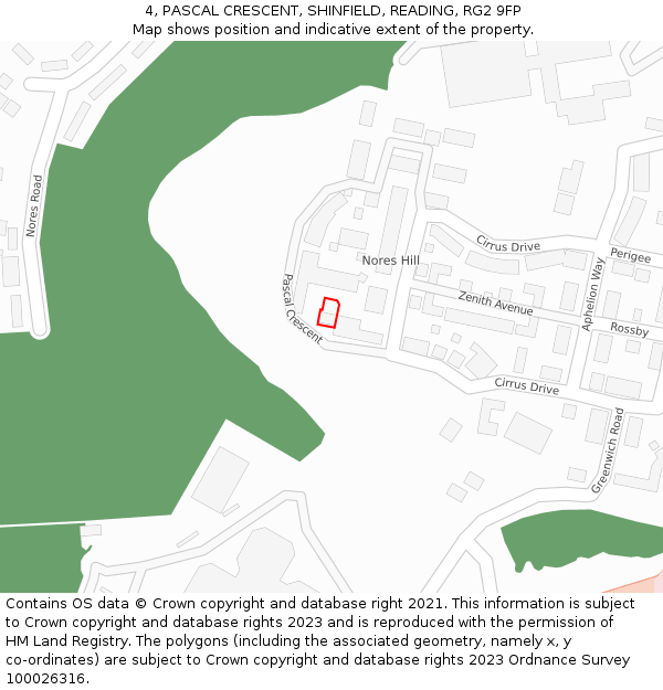 4, PASCAL CRESCENT, SHINFIELD, READING, RG2 9FP: Location map and indicative extent of plot