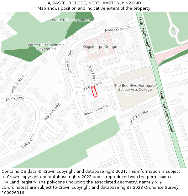 4, PASTEUR CLOSE, NORTHAMPTON, NN2 8ND: Location map and indicative extent of plot