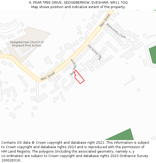 4, PEAR TREE DRIVE, SEDGEBERROW, EVESHAM, WR11 7GQ: Location map and indicative extent of plot
