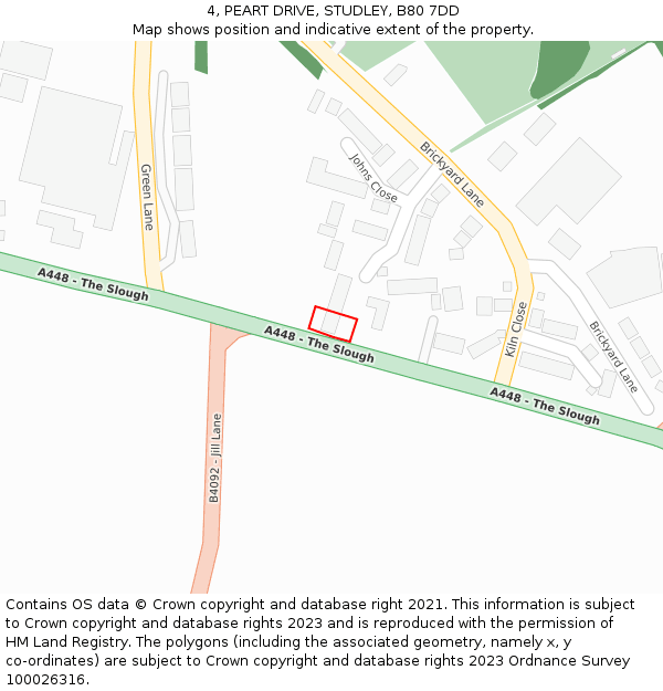 4, PEART DRIVE, STUDLEY, B80 7DD: Location map and indicative extent of plot