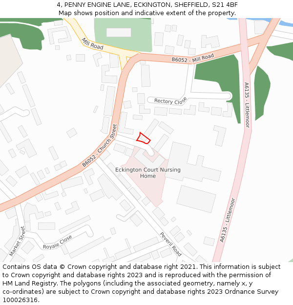 4, PENNY ENGINE LANE, ECKINGTON, SHEFFIELD, S21 4BF: Location map and indicative extent of plot
