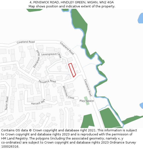 4, PENSWICK ROAD, HINDLEY GREEN, WIGAN, WN2 4GA: Location map and indicative extent of plot