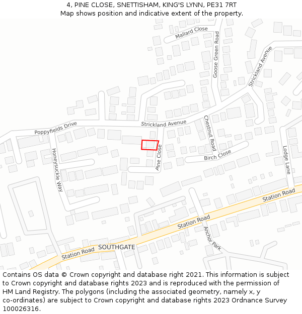 4, PINE CLOSE, SNETTISHAM, KING'S LYNN, PE31 7RT: Location map and indicative extent of plot