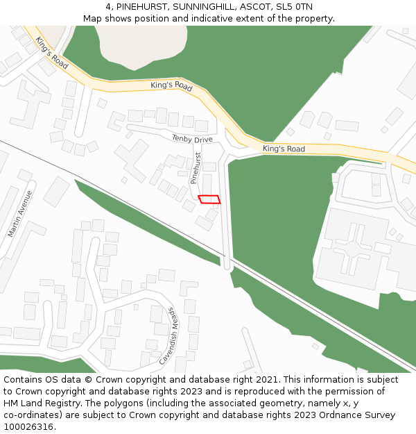4, PINEHURST, SUNNINGHILL, ASCOT, SL5 0TN: Location map and indicative extent of plot