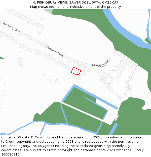 4, PISHIOBURY MEWS, SAWBRIDGEWORTH, CM21 0AP: Location map and indicative extent of plot
