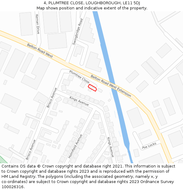 4, PLUMTREE CLOSE, LOUGHBOROUGH, LE11 5DJ: Location map and indicative extent of plot