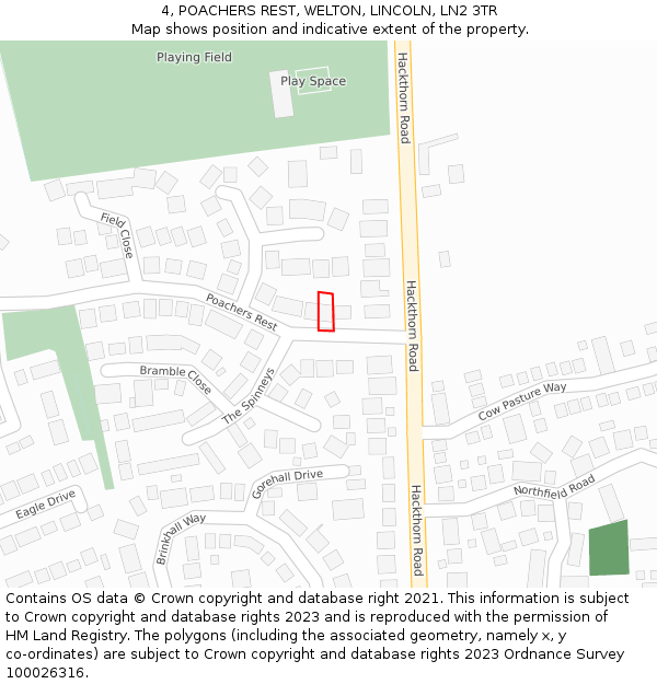 4, POACHERS REST, WELTON, LINCOLN, LN2 3TR: Location map and indicative extent of plot