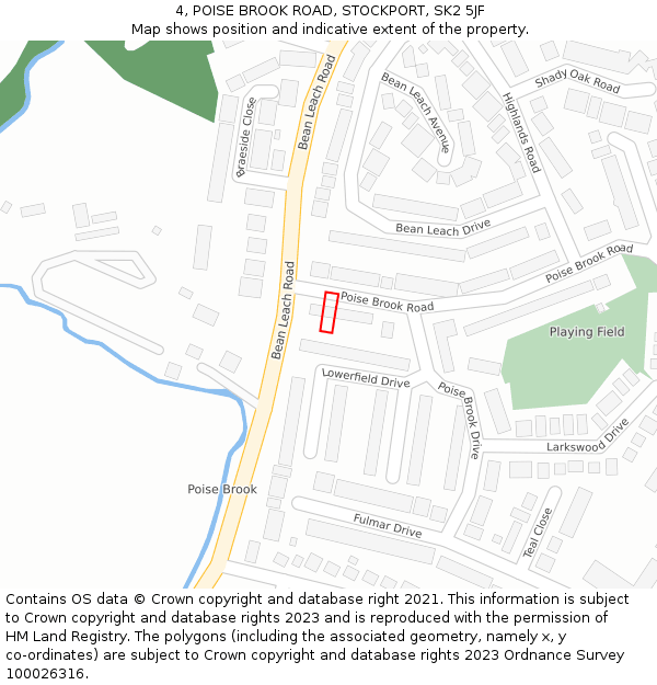 4, POISE BROOK ROAD, STOCKPORT, SK2 5JF: Location map and indicative extent of plot