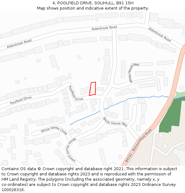 4, POOLFIELD DRIVE, SOLIHULL, B91 1SH: Location map and indicative extent of plot