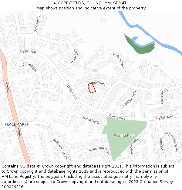 4, POPPYFIELDS, GILLINGHAM, SP8 4TH: Location map and indicative extent of plot