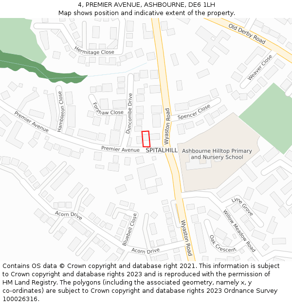 4, PREMIER AVENUE, ASHBOURNE, DE6 1LH: Location map and indicative extent of plot