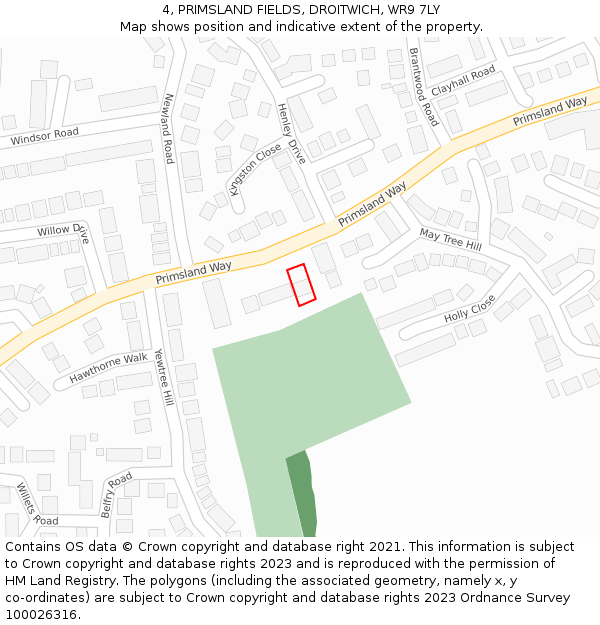 4, PRIMSLAND FIELDS, DROITWICH, WR9 7LY: Location map and indicative extent of plot