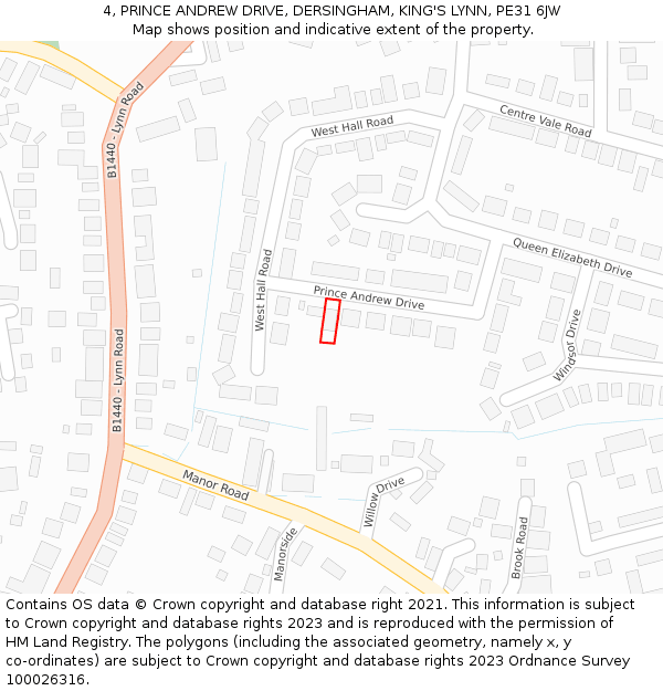 4, PRINCE ANDREW DRIVE, DERSINGHAM, KING'S LYNN, PE31 6JW: Location map and indicative extent of plot