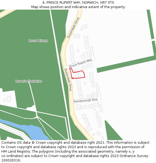 4, PRINCE RUPERT WAY, NORWICH, NR7 0TS: Location map and indicative extent of plot