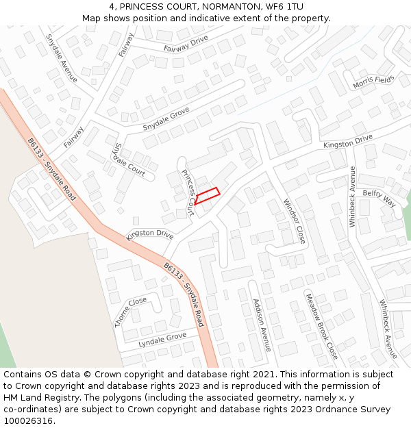 4, PRINCESS COURT, NORMANTON, WF6 1TU: Location map and indicative extent of plot