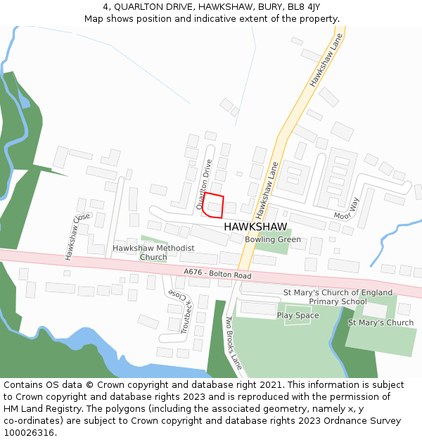 4, QUARLTON DRIVE, HAWKSHAW, BURY, BL8 4JY: Location map and indicative extent of plot