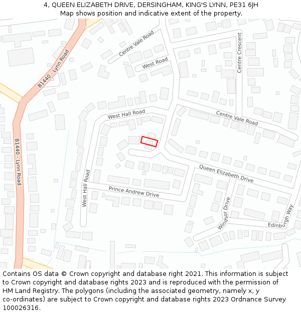 4, QUEEN ELIZABETH DRIVE, DERSINGHAM, KING'S LYNN, PE31 6JH: Location map and indicative extent of plot