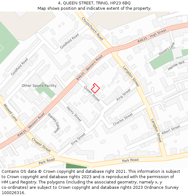 4, QUEEN STREET, TRING, HP23 6BQ: Location map and indicative extent of plot