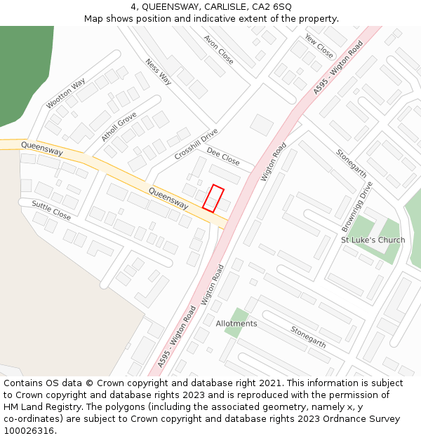 4, QUEENSWAY, CARLISLE, CA2 6SQ: Location map and indicative extent of plot