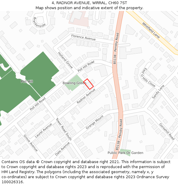 4, RADNOR AVENUE, WIRRAL, CH60 7ST: Location map and indicative extent of plot