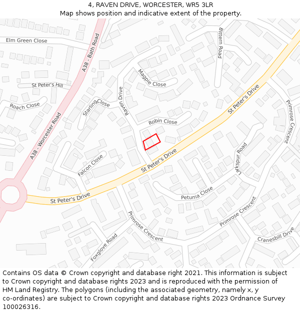 4, RAVEN DRIVE, WORCESTER, WR5 3LR: Location map and indicative extent of plot