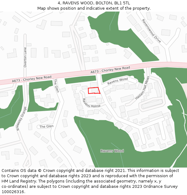 4, RAVENS WOOD, BOLTON, BL1 5TL: Location map and indicative extent of plot