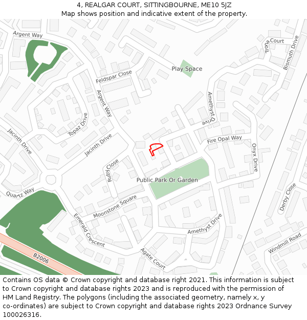 4, REALGAR COURT, SITTINGBOURNE, ME10 5JZ: Location map and indicative extent of plot