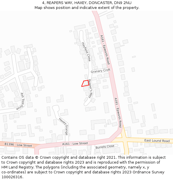 4, REAPERS WAY, HAXEY, DONCASTER, DN9 2NU: Location map and indicative extent of plot