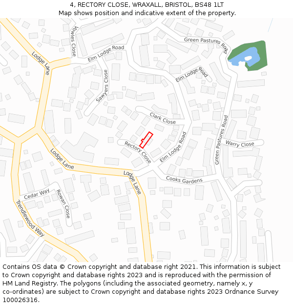 4, RECTORY CLOSE, WRAXALL, BRISTOL, BS48 1LT: Location map and indicative extent of plot