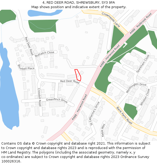 4, RED DEER ROAD, SHREWSBURY, SY3 9FA: Location map and indicative extent of plot