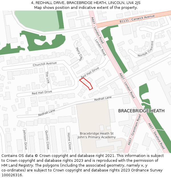 4, REDHALL DRIVE, BRACEBRIDGE HEATH, LINCOLN, LN4 2JS: Location map and indicative extent of plot