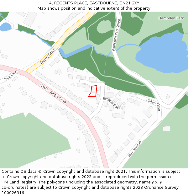4, REGENTS PLACE, EASTBOURNE, BN21 2XY: Location map and indicative extent of plot
