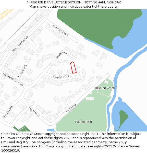 4, REIGATE DRIVE, ATTENBOROUGH, NOTTINGHAM, NG9 6AX: Location map and indicative extent of plot