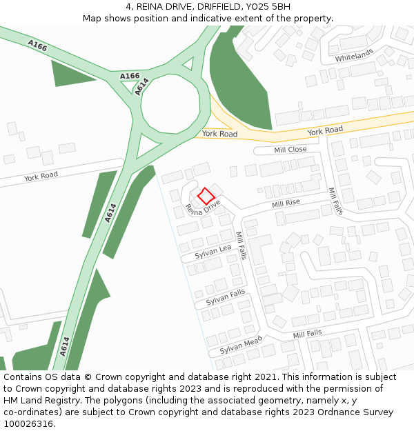 4, REINA DRIVE, DRIFFIELD, YO25 5BH: Location map and indicative extent of plot