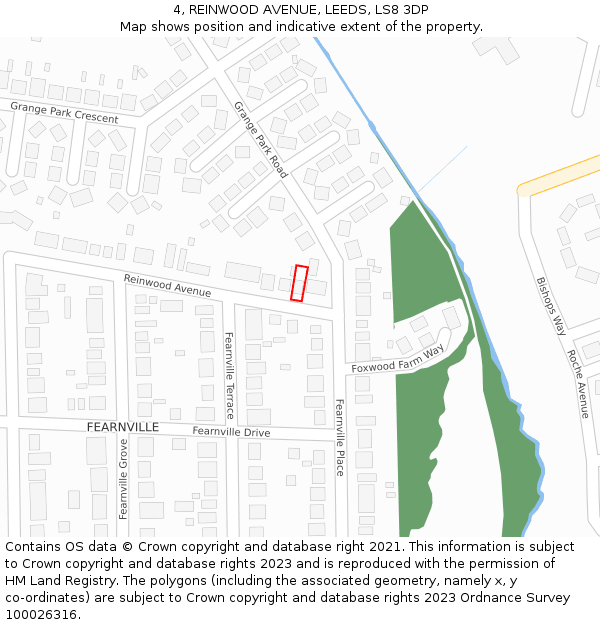 4, REINWOOD AVENUE, LEEDS, LS8 3DP: Location map and indicative extent of plot