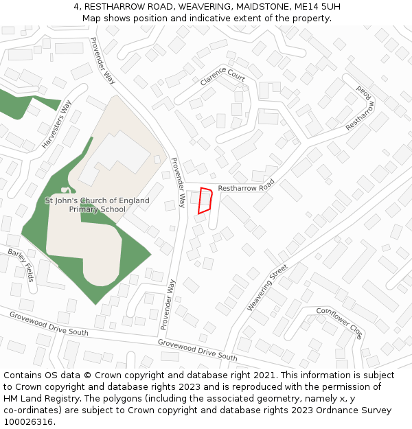 4, RESTHARROW ROAD, WEAVERING, MAIDSTONE, ME14 5UH: Location map and indicative extent of plot