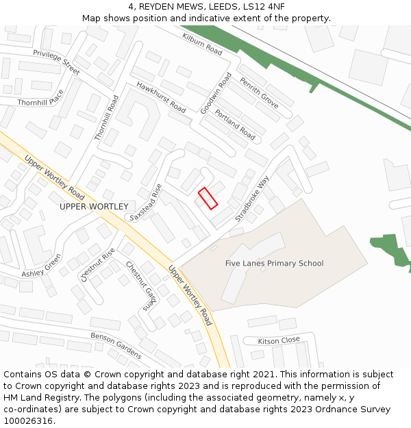 4, REYDEN MEWS, LEEDS, LS12 4NF: Location map and indicative extent of plot