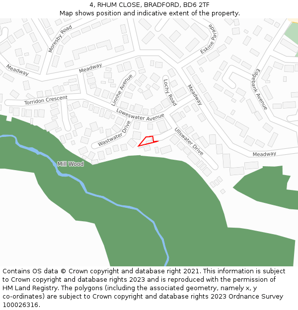 4, RHUM CLOSE, BRADFORD, BD6 2TF: Location map and indicative extent of plot