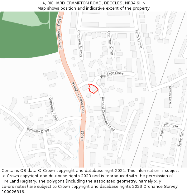 4, RICHARD CRAMPTON ROAD, BECCLES, NR34 9HN: Location map and indicative extent of plot