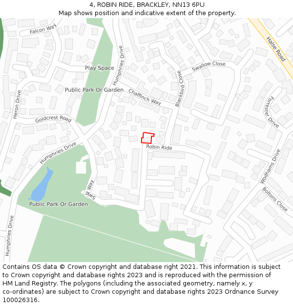 4, ROBIN RIDE, BRACKLEY, NN13 6PU: Location map and indicative extent of plot