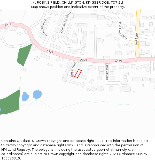 4, ROBINS FIELD, CHILLINGTON, KINGSBRIDGE, TQ7 2LJ: Location map and indicative extent of plot