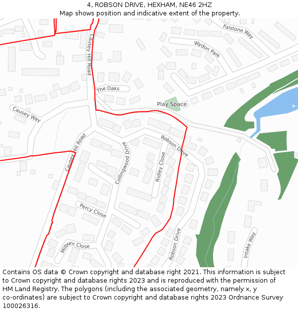 4, ROBSON DRIVE, HEXHAM, NE46 2HZ: Location map and indicative extent of plot