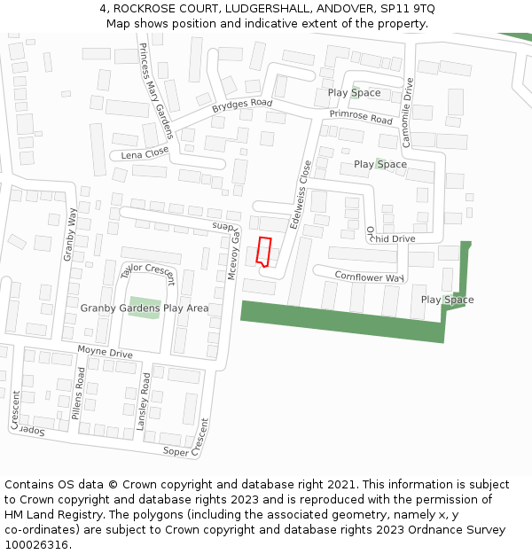4, ROCKROSE COURT, LUDGERSHALL, ANDOVER, SP11 9TQ: Location map and indicative extent of plot