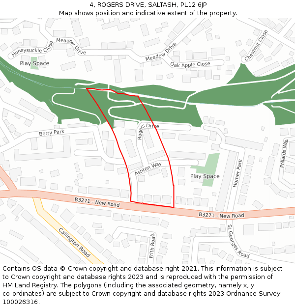4, ROGERS DRIVE, SALTASH, PL12 6JP: Location map and indicative extent of plot