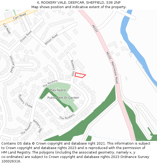 4, ROOKERY VALE, DEEPCAR, SHEFFIELD, S36 2NP: Location map and indicative extent of plot
