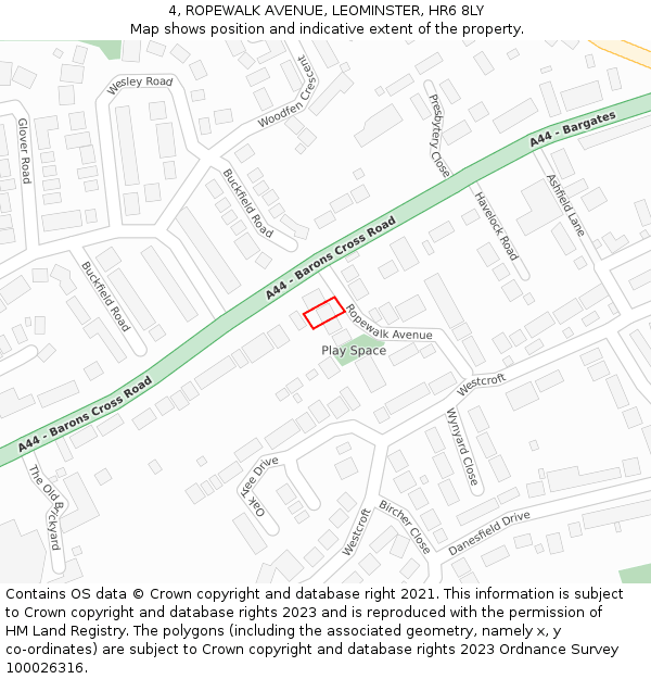 4, ROPEWALK AVENUE, LEOMINSTER, HR6 8LY: Location map and indicative extent of plot