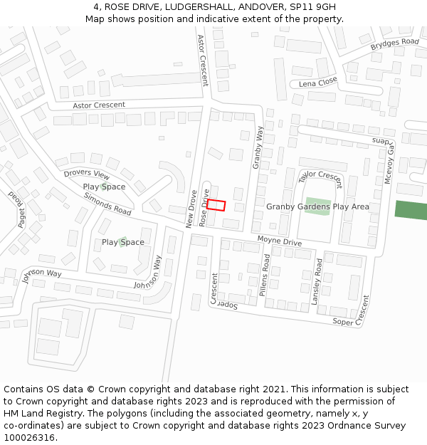 4, ROSE DRIVE, LUDGERSHALL, ANDOVER, SP11 9GH: Location map and indicative extent of plot