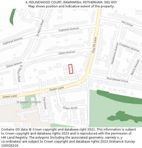 4, ROUNDWOOD COURT, RAWMARSH, ROTHERHAM, S62 6NY: Location map and indicative extent of plot