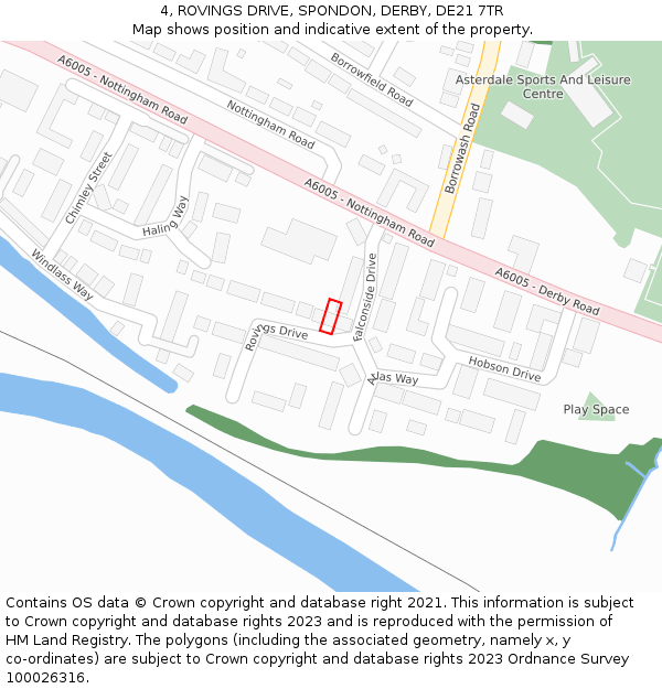 4, ROVINGS DRIVE, SPONDON, DERBY, DE21 7TR: Location map and indicative extent of plot